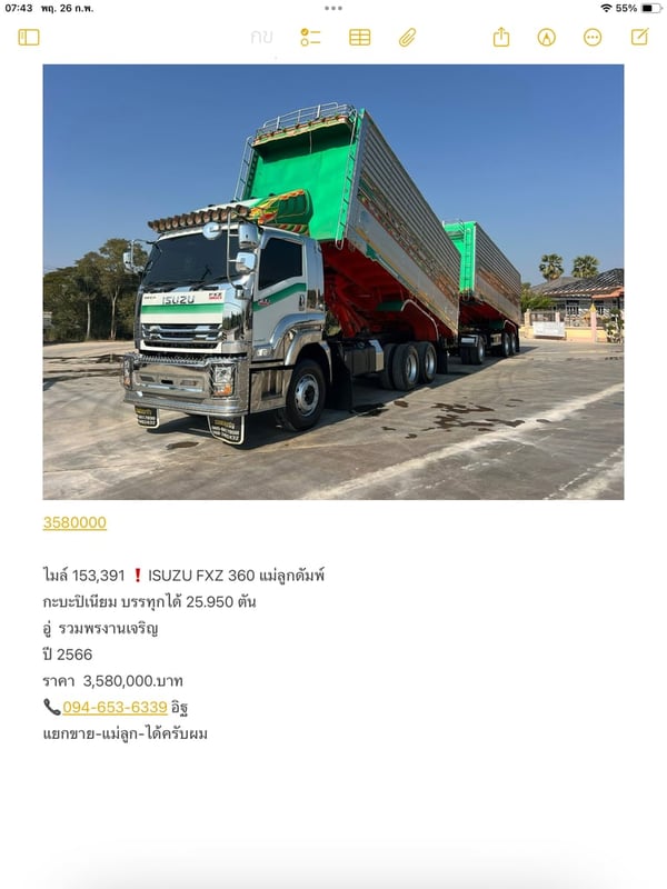 ไมล์ 153,391 ❗️ISUZU FXZ 360 แม่ลูกดัมพ์