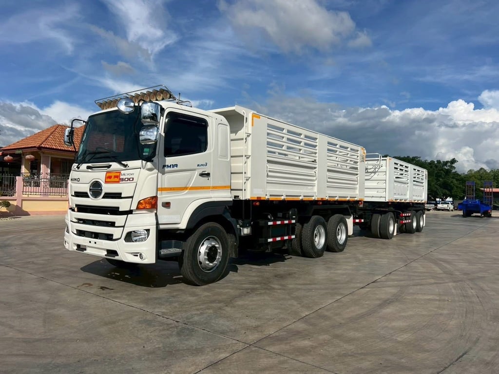 ไมล์ 63,238 กิโล❗️HINO FM1A 344 แรง พ่วงแม่ลูกด้ัมพ์หินทราย แม่ปี 2566