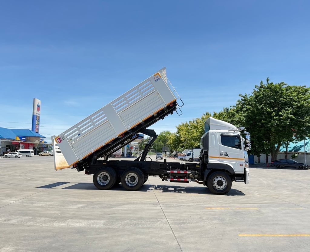 HINO FM2P 380 ดั้มพ์สามมิตร  มีระบบ ลากลูกพ่วง ไมล์  6,942 กิโล