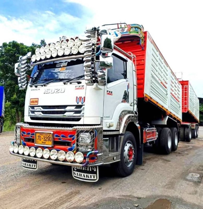 ISUZU FXZ 360 พ่วงแม่ลูกดั้มพ์เกษตร ใส่ของได้  31 ตัน อู่ สหกิจ   ปี 2561