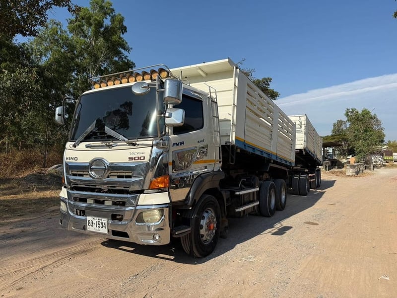 HINO 344 พ่วงแม่ลูกดั้มพ์ สามมิตร