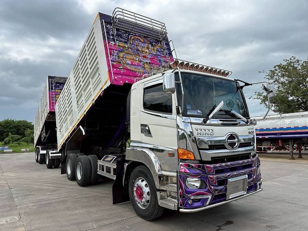 HINO 380 แรง พ่วงแม่ลูกด้ัมพ์คอกเกษตร 