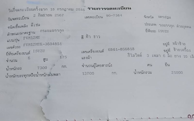 ISUZU FVM12MY 175 ปี 2546 ท้ายลาดเพลาเดียว