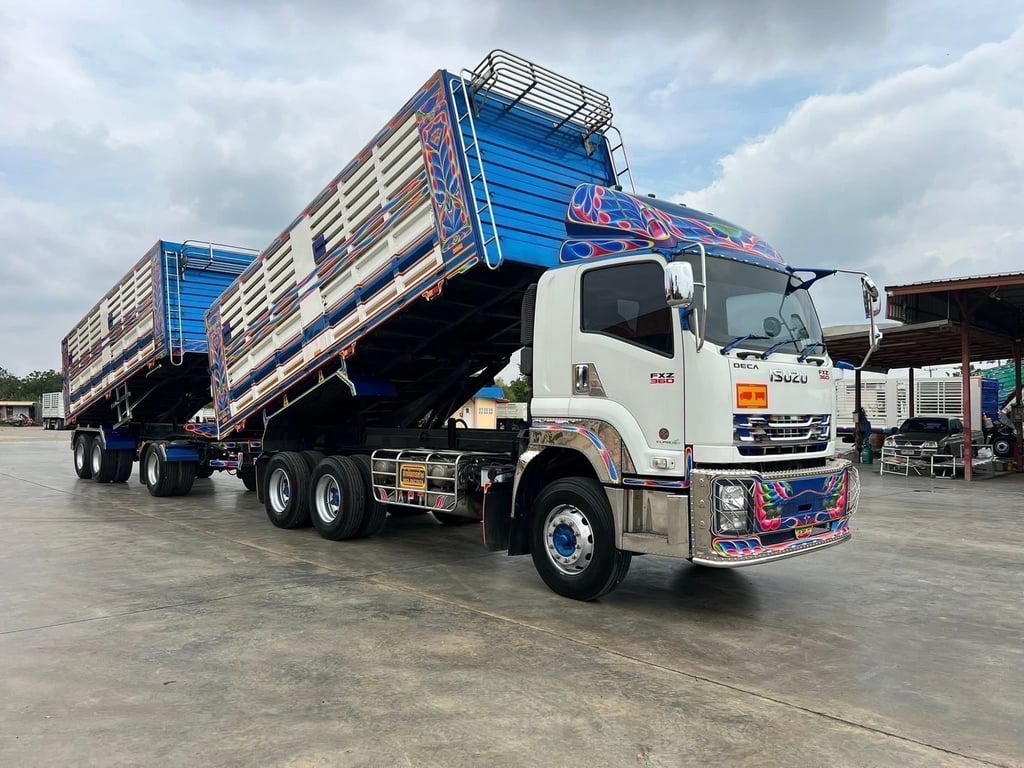 พ่วงแม่ลูก FXZ 360 ดัมพ์คอกเกษตรกะบะเหล็กเปิดฝาข้าง ได้รอบ