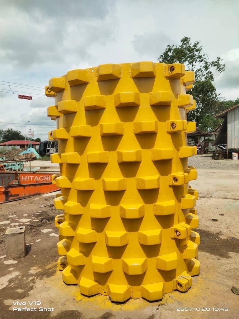 ขายเปือกหนาม ถอดจาก รุ่น 213D-3 BOMAG  สามชิ้น เส้นผ่าสูนกลาง 1.50cm 
