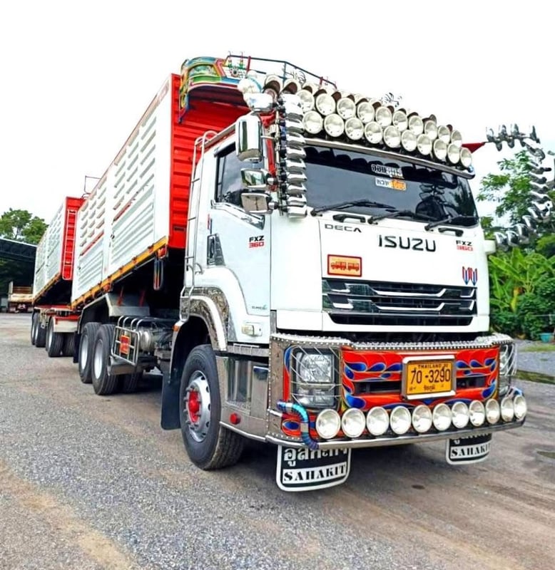 ISUZU FXZ 360 พ่วงแม่ลูกดั้มพ์เกษตร ใส่ของได้  31 ตัน อู่ สหกิจ   ปี 2561