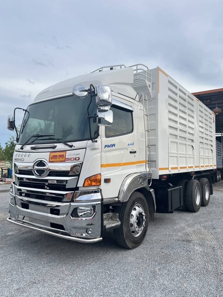 HINO 344 วิกเตอร์ ดั้มพ์เกษตร มีลำโพงลากลูกพ่วง