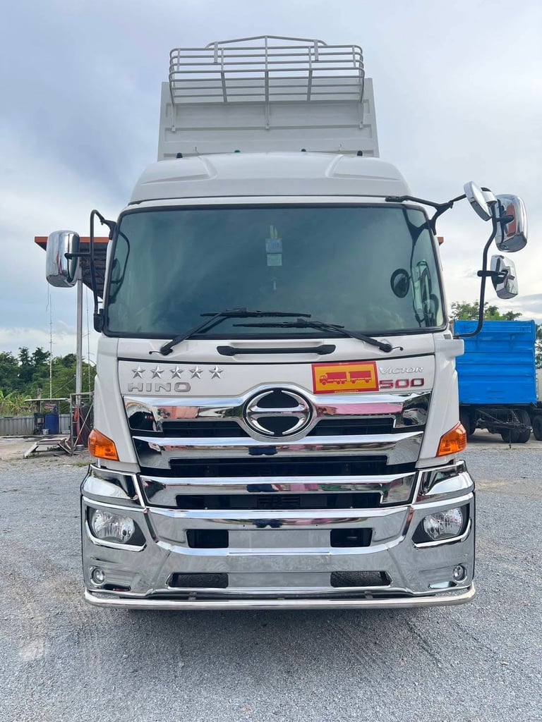 HINO 344 วิกเตอร์ ดั้มพ์เกษตร มีลำโพงลากลูกพ่วง