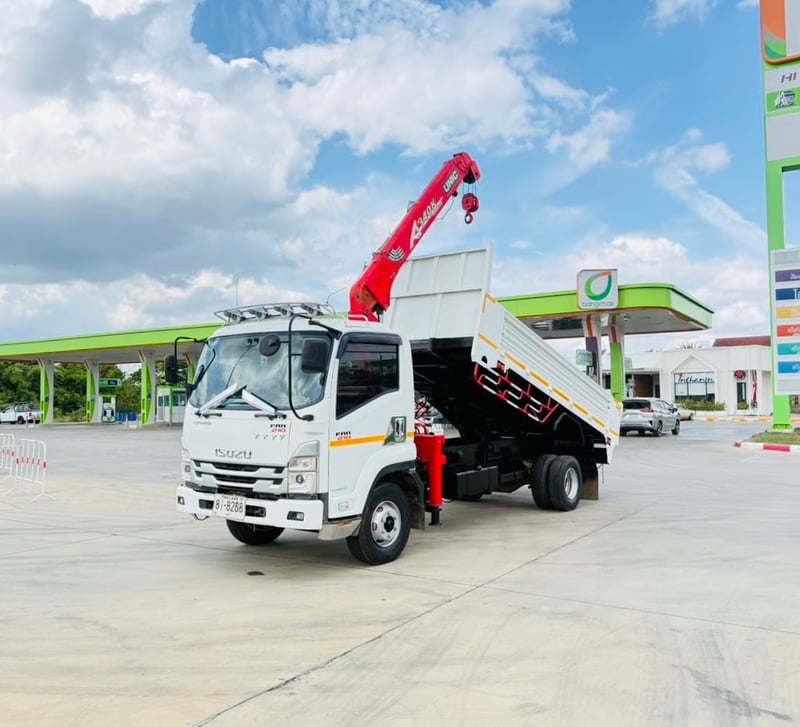 เข้าใหม่ ❗️ ไมล์ 91,027 กิโล ❗️ รถดั้มพ์+ติดเครน ISUZU NEW FRR 210 MT  เครน 3 ตัน 