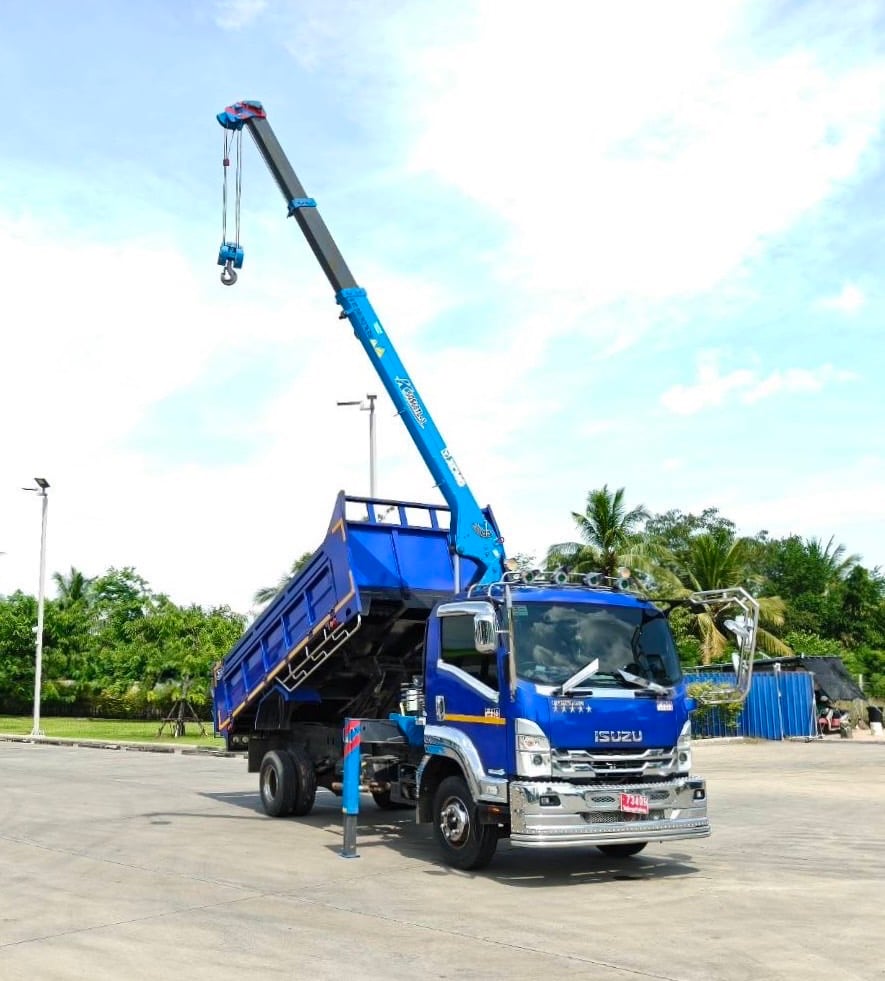 ไมล์ 12,769 กิโล❗️ISUZU NEW FRR 210 XCMG  ใหม่ รถดั้มพ์ติดเครน 3 ตัน อิฐ