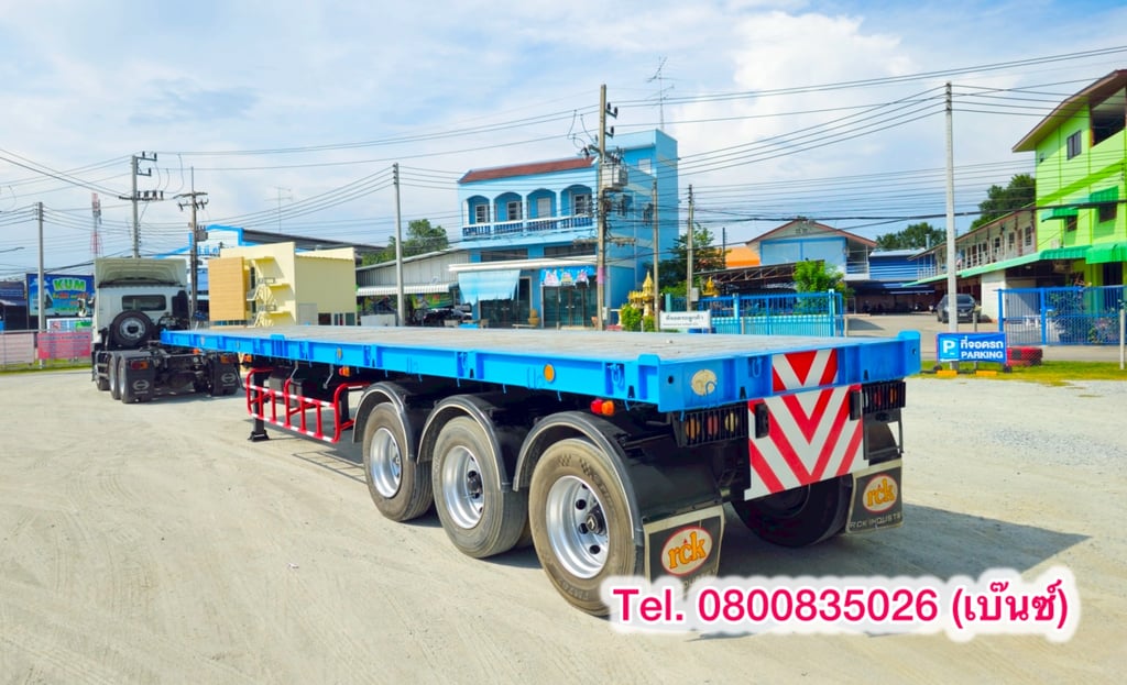 💥 หางพื้นเรียบ สามเพลา  อู่ RCK ปี 2561 ยาว 12.4 กว้าง 2.5 (4437)