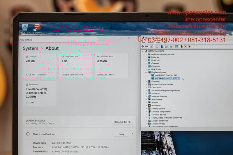 NOTEBOOK (โน้ตบุ๊ค) ASUS TUF GAMING FX505GE-AL440T i7-8750H Ram8GB SSD 512GB การ์ดจอ GTX1050TI ที่ชาร์ท พร้อมใช้งาน