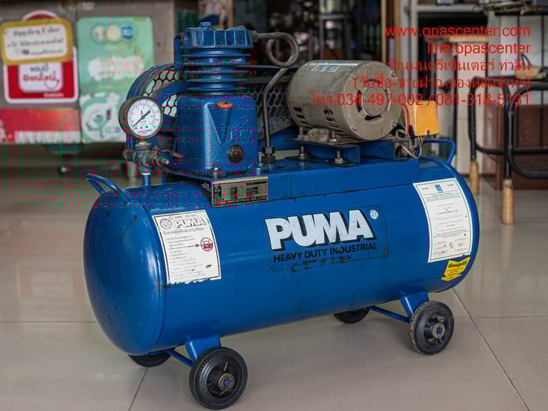 ปั๊มลมสายพาน PUMA รุ่น PP-1  1ส่วน4 HP ขนาด 36 ลิตร มือสอง สภาพดี พร้อมใช้งาน