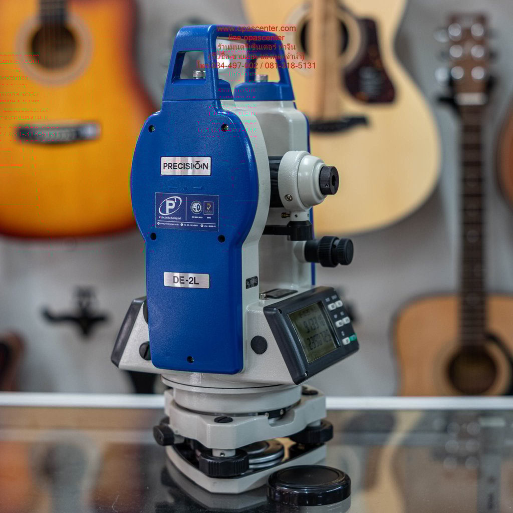 กล้องวัดมุม PRECISION รุ่น DE-2L (มีเลเซอร์ชี้เป้า), กําลังขยายของเลนส์ 30 เท่า มือสอง ของแท้ สภาพใหม่ พร้อมกล่อง ขาตั้ง Topcon TP110