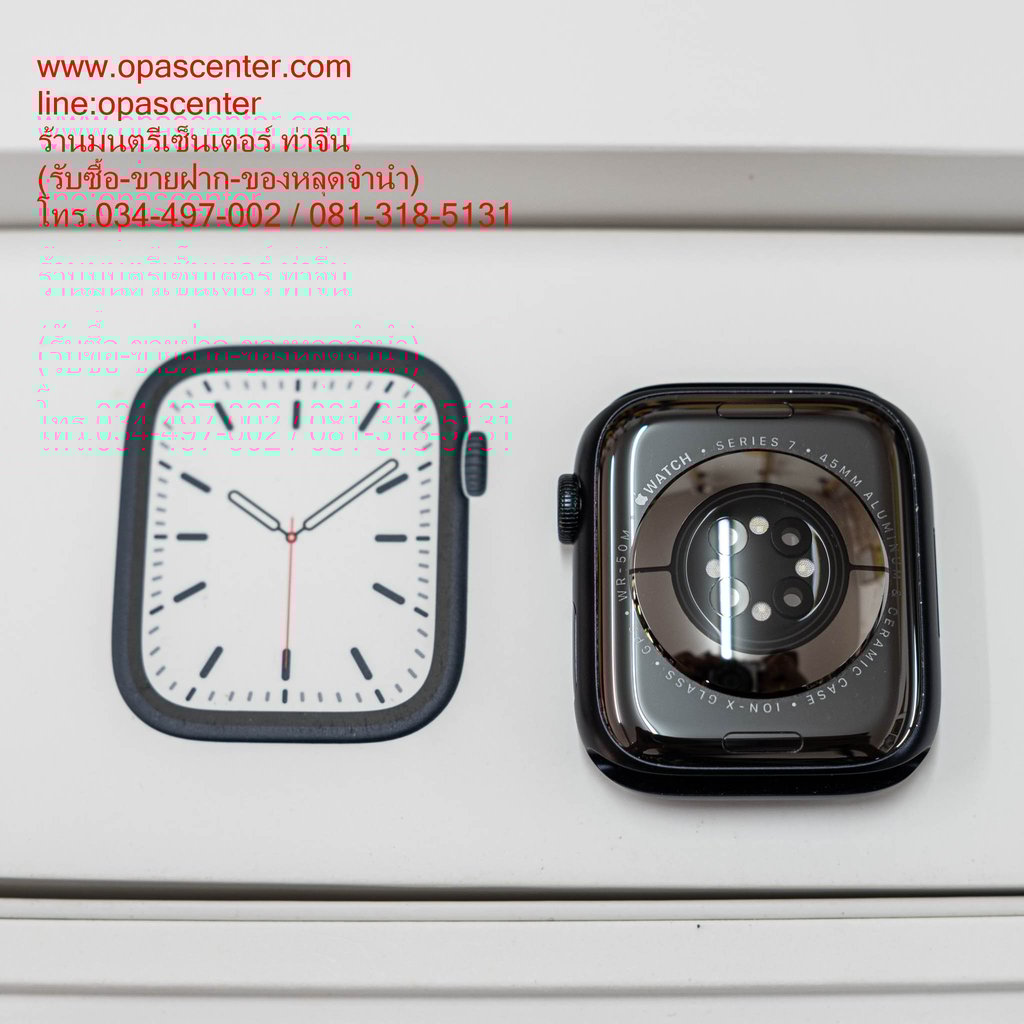 Apple Watch Series 7 GPS 45mm Midnight Aluminium Case with Midnight Sport Band มือสอง สภาพใหม่ แบต100 มีกล่อง