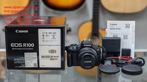 Canon EOS R100 Mirrorless Camera with 18-45mm Lens Kit มือสอง สภาพใหม่ 97% ยกกล่อง แถมเมม 64 GB Canon EOS R100 Mirrorless Camera with 18-45mm Lens Kit มือสอง สภาพใหม่ 97% ยกกล่อง แถมเมม 64 GB