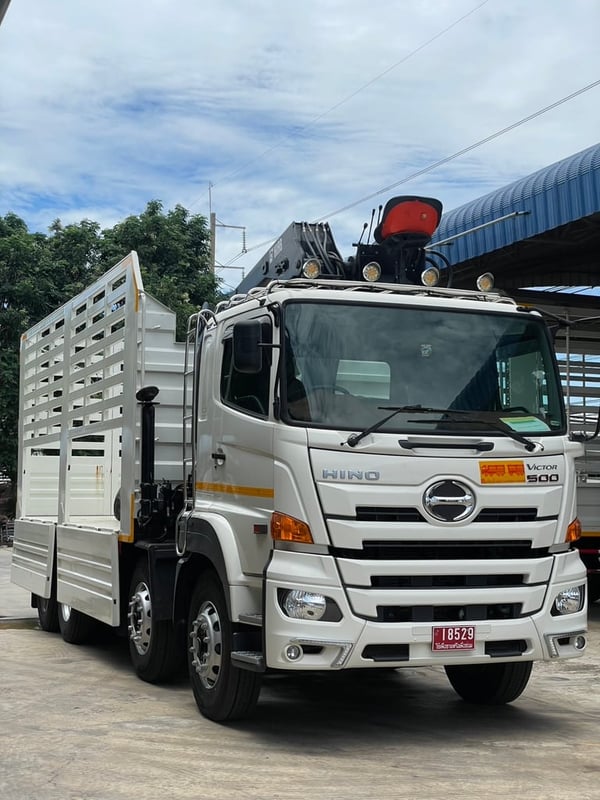 HINO ป้ายแดง รถบรรทุกติดเครนขยุ้ม #QW