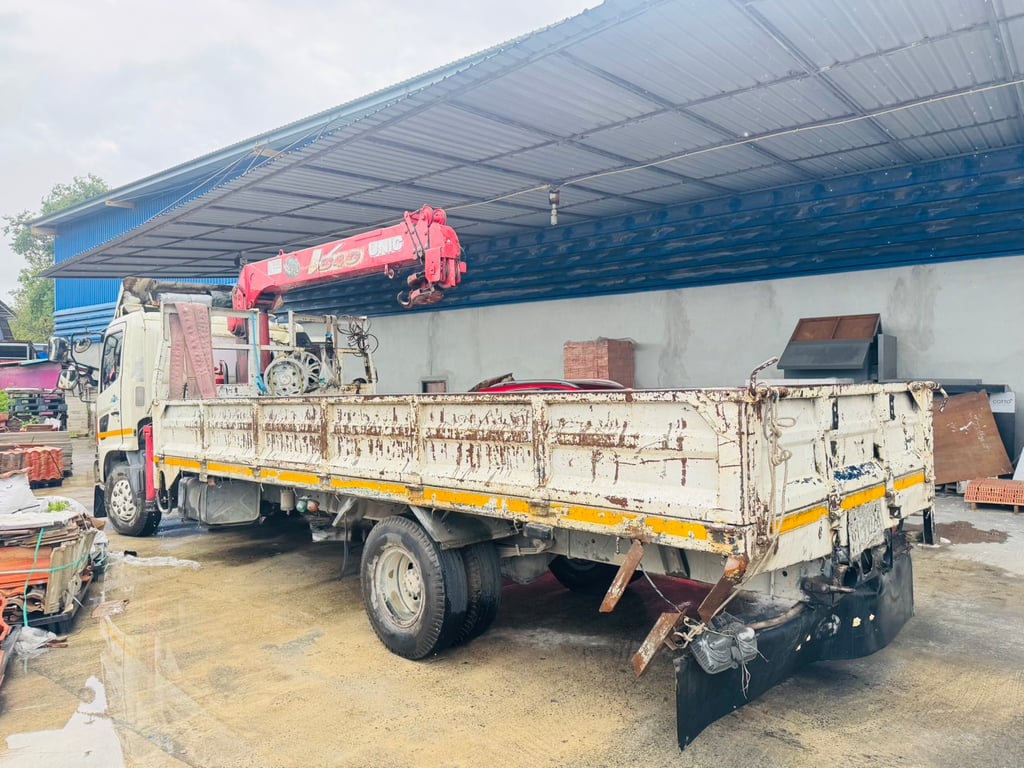 HINO FC 165แรงม้า 6ล้อกระบะเหล็กติดเครน ปี2008 (โทร : 062-9372251)