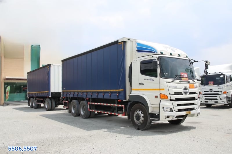 สิบล้อตู้ผ้าใบ HINO FL1A 344 แรง ปี 2567 + หางตู้ผ้าใบ สามเพลา อู่สามมิตร ปี 2567 (5506 5507)