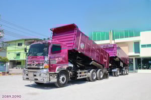 สิบล้อดั้มพ์ HINO FM2P 380  แรง ปี 2565 + หางดั้มพ์ สามเพลา อู่ ส.สมบัติ ปี 2565 (2089,2900)