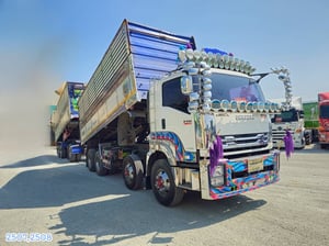 สิบสองล้อดั้ม ISUZU FYH 360 แรง ปี 2556 + หางดั้มพ์ สามคานอู่ ส.สมบัติ ปี 2556 (2507 2508)