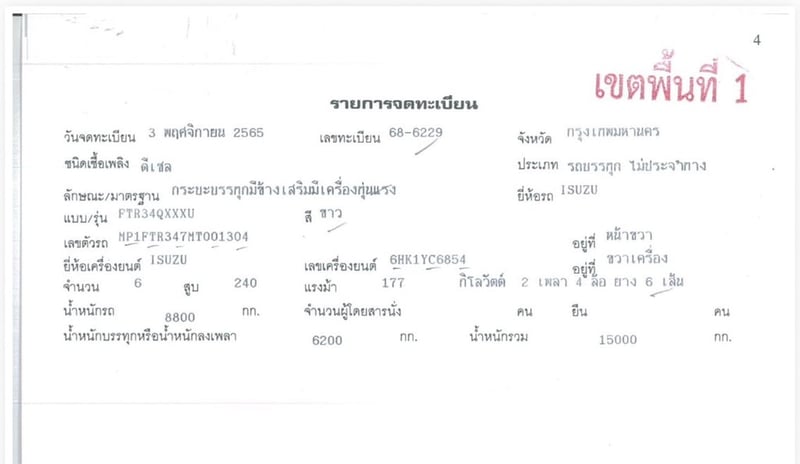 ISUZU FTR 240แรงม้า รถบรรทุก 6ล้อ รถหัวลากติดเครน เลขไมล์ 3,312 กม.
