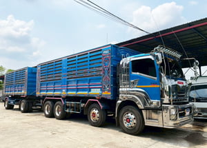 รถบรรทุก 12 ล้อดั้ม น้ำเงิน รับทรัพย์ ISUZU FYH 360 แรง ปี 58 พร้อมลูกพ่วง ดั้ม 2 คาน ปี 43 