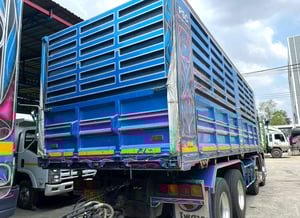 รถบรรทุก 12 ล้อดั้ม น้ำเงิน รับทรัพย์ ISUZU FYH 360 แรง ปี 58 พร้อมลูกพ่วง ดั้ม 2 คาน ปี 43 