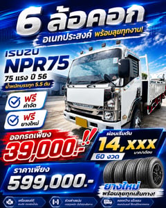 ออกรถเพียง 39,000.- ‼️ ISUZU NPR75 175 แรง ปี 56 ยาว 5.6 x 2.4 m ออกรถเพียง 39,000.- ‼️ ISUZU NPR75 175 แรง ปี 56 ยาว 5.6 x 2.4 m