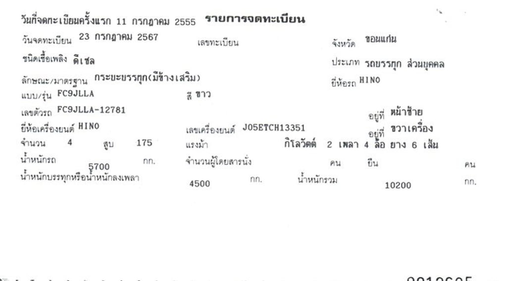 6 ล้อ คอกสูง  HINO FC9J 175 แรง ปี 55 ยาว 6.6 x 2.3 x 2 m  