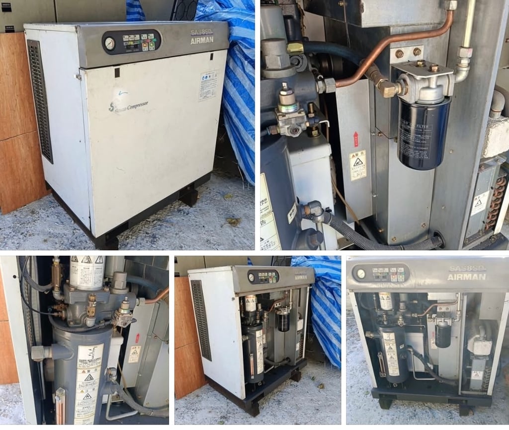 ปั๊มลมสกรูแอแมน 10แรงม้าไฟ200vมีหม้อแปลงให้