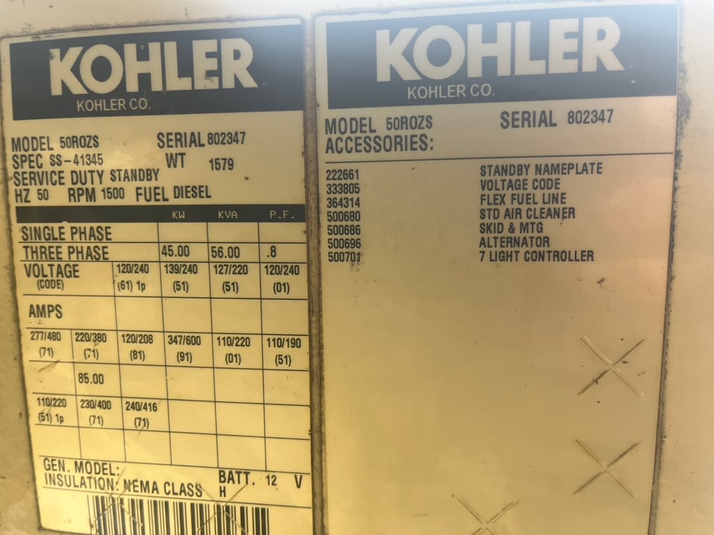 เครื่องปั่นไฟมือสอง ขนาด 56 Kva