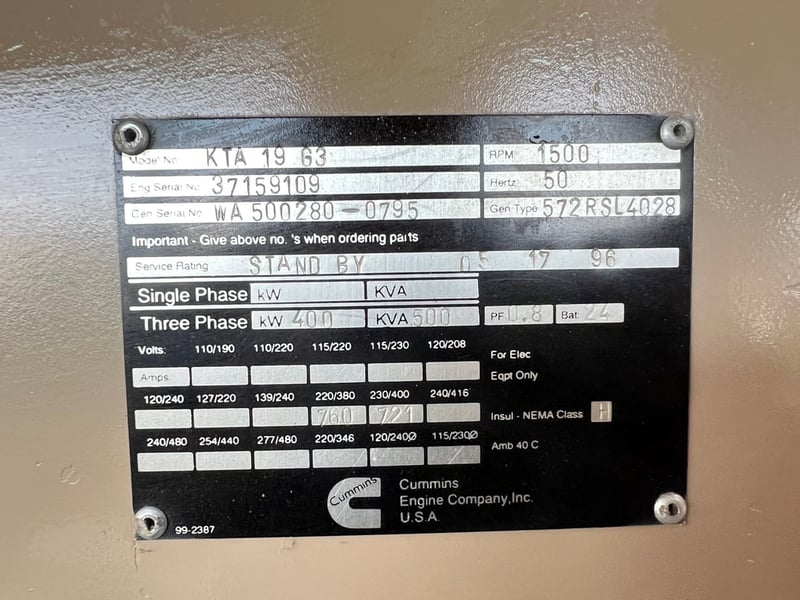 เครื่องปั่นไฟ คัมมินส์ มือสอง