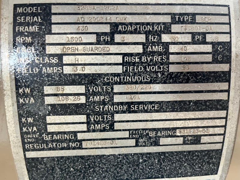 เครื่องปั่นไฟคัมมิ่นส์ มือสอง ขนาด106 Kva เครื่องปั่นไฟคัมมิ่นส์ มือสอง ขนาด106 Kva