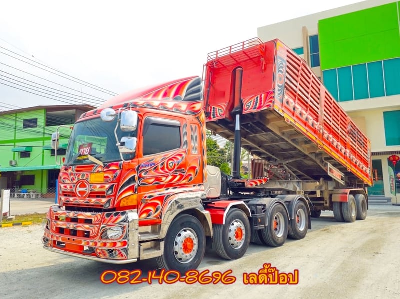 สิบสองล้อหัวลาก HINO  FM1A 344แรง ปี 2566 พ่วงเซมิดั้มพ์เสาธง สองเพลา อู่ CCT ปี 2566 (9078,9079)
