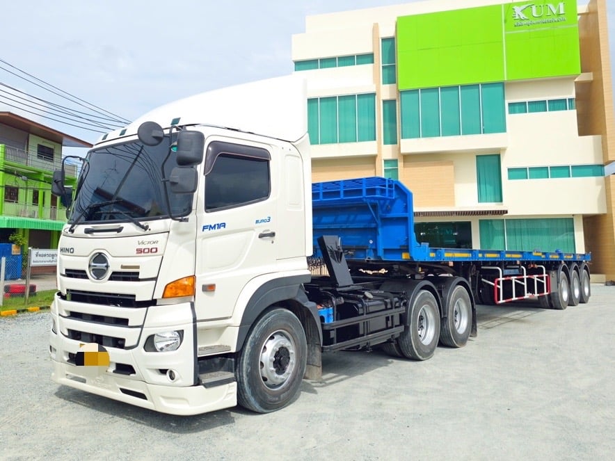 สิบล้อหัวลาก HINO FM1A 344แรง ปี 2566 พร้อมหางพื้นเรียบ สามเพลา อู่ WAFA ปี 2566 (2348,2350)