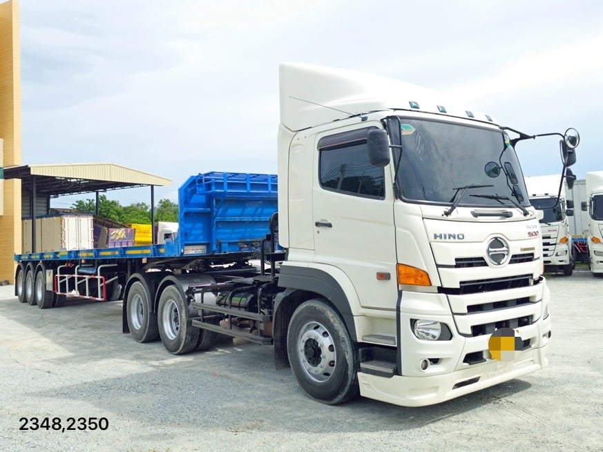 สิบล้อหัวลาก HINO FM1A 344แรง ปี 2566 พร้อมหางพื้นเรียบ สามเพลา อู่ WAFA ปี 2566 (2348,2350)