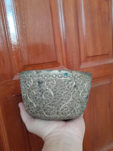 ขันกะไหล่เงิน โบราณ งานมือ เก่าเก็บ ขนาด5.5นิ้ว