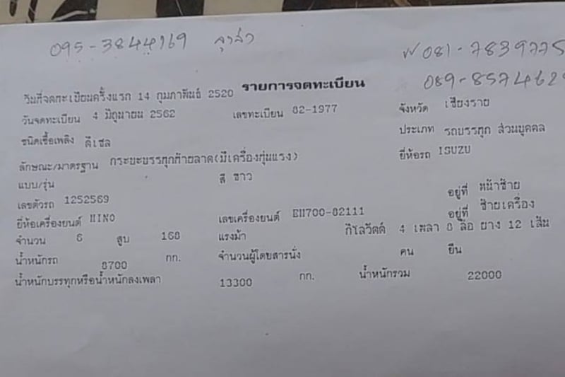 ขายรถ12ล้อเพลาเดียว อึซุซุ-หน้ายาว-2คานใส่รถเกี่ยวสภาพพร้อมใช้งานราคาถูห