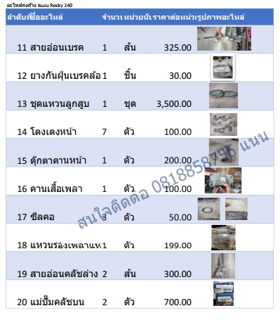 ขายอะไหล่ ISUZU ROCKY240