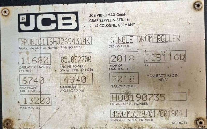 รถบดล้อเรียบ JCB รุ่น 116D