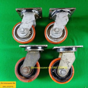 ลูกล้อโพลียูรีเทน ยี่ห้อ ATM ขนาด 5 นิ้ว ล้อหมุน 4 ล้อ โครงล้อหนามาก แข็งแรง รับน้ำหนักได้ดี ล้อมีรอยการใช้งาน ราคาชุด 4 ล้อ 850 บาทไม่รวมส่ง มี 1 ชุด