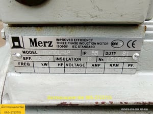 มอเตอร์ Merz  ขนาด 2 แรง ใช้ไฟสามเฟส 380V ความเร็วรอบ 1410 รอบต่อนาที ลวดเดิม หมุนนิ่ม สภาพสวย ใช้งานได้ดีปกติ ตัวละ 2,300 บาทไม่รวมส่ง มี 2 ตัว
