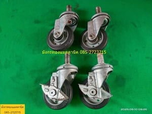 ลูกล้อ Hammer ขนาด 4 นิ้ว เกลียว 22 มิล มีเบรก 2 ล้อ ล้อยางยังสวย เข็นนิ่มไม่เป็นรอย ล้อหมุนได้รอบ 4 ล้อ ล้อลื่นดี สภาพดี จัดชุด 4 ล้อ 450 บาทไม่รวมส่ง มี 3 ชุด