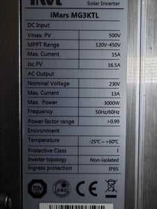 อินเวอร์เตอร์โซล่าเซลล์ ยี่ห้อ INVT รุ่น MG3KTL  3000W  สภาพใหม่เก่าเก็บ ใช้งานได้ปกติ ราคา 15,000 บาทไม่รวมส่ง
