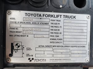 ขายรถฟอร์คลิฟท์ขนาด 2.5 ตัน