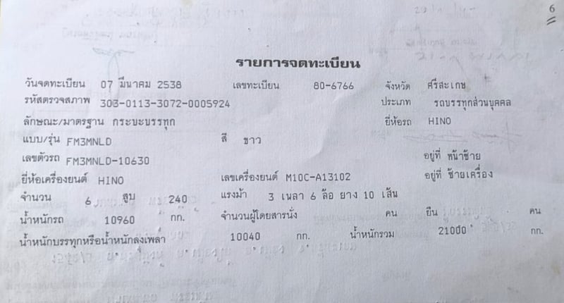 10ล้อดั้มพ์HINO FM3M240แรงม้า