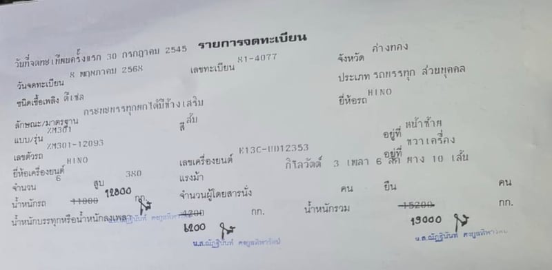 Vายเหมา2คัน10ล้อดั้มพ์ฮีโน่