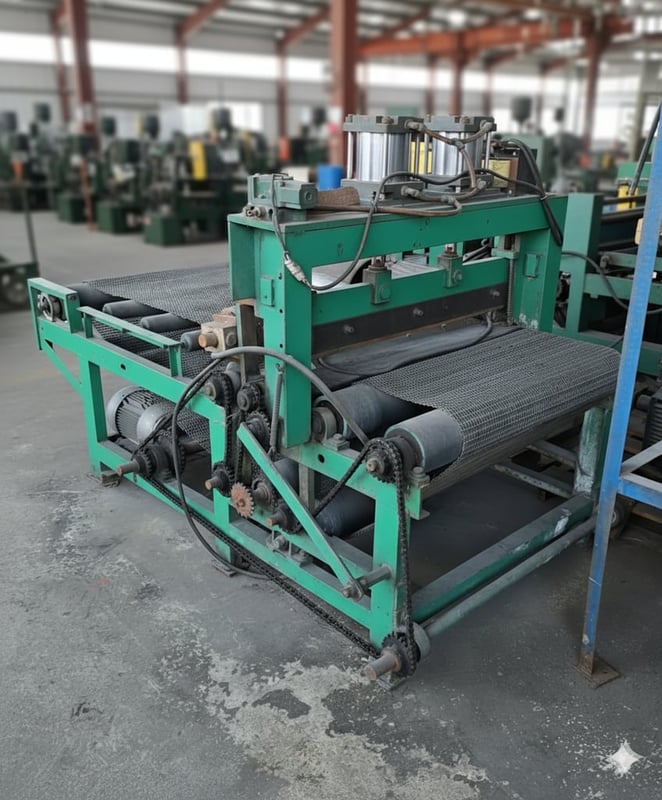 เครื่องตัดยางแผ่น พร้อมสายพานป้อนตาข่าย 