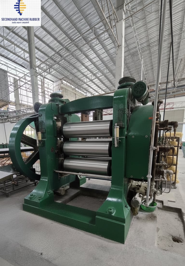 เครื่องรีดแผ่นยางสี่ลูกกลิ้ง (4-Roll Rubber Calender) ช่วยปรับ ความหนาบางแผ่นยางให้สม่ำเสมอ และ ประกบ ผ้ากับยาง เครื่องรีดแผ่นยางสี่ลูกกลิ้ง (4-Roll Rubber Calender) ช่วยปรับ ความหนาบางแผ่นยางให้สม่ำเสมอ และ ประกบ ผ้ากับยาง